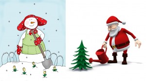 snowman and santa